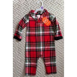 Red Plaid Baby Onesie-Size 12 Months